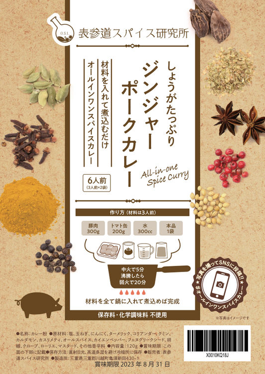 しょうがたっぷり ジンジャーポークカレー 中辛 6人前(3人前×2袋)